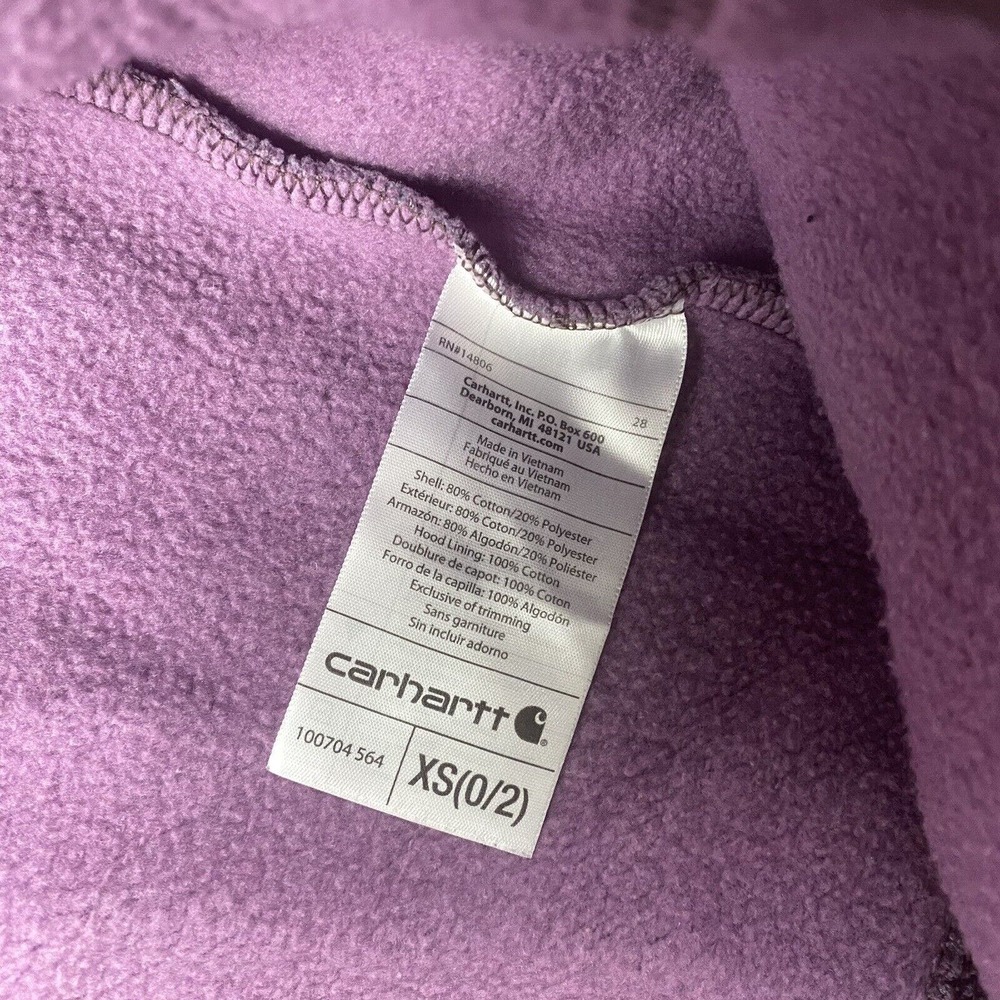 Carhartt Sweatshirt Jacket Women XS Purple Full Zip Spell Out Embroidered Hoodie - Picture 7 of 13